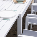 VENEZIA set di mobili da giardino estensibili in textilene grigio 180/300 - alluminio bianco